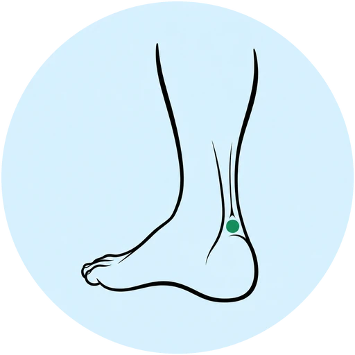Foot illustration highlighting the Achilles tendon